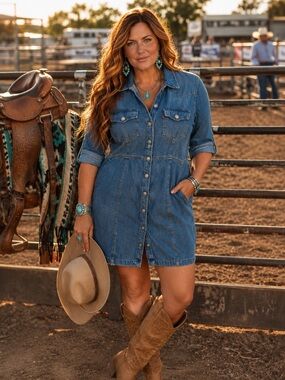Levi’s Denim Button-Front Shirt Dress-Large